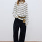 Wool blend mid-length stripes polo knitwear | 4 color
