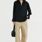 Fluid drape V-neck casual shirt | 2 color