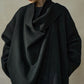 Wool riched loose fit drape collar jacket oliver green