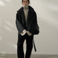 Wool blend alpaca double-sided fabric stand collar jacket | 4 color