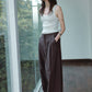 Cotton blend pleated waist casual wide leg pants | 3 color
