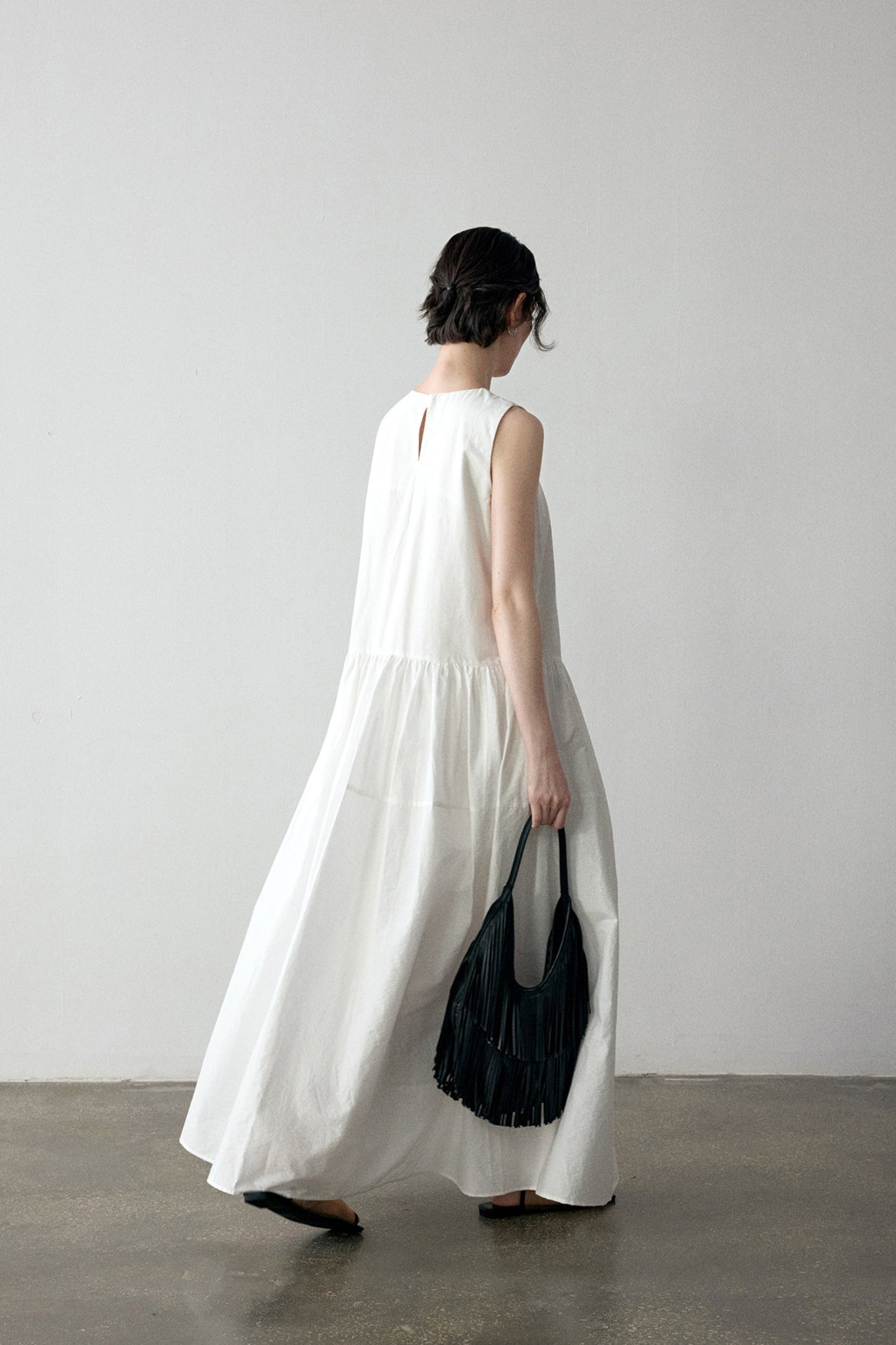 Cotton blend pleated A-line sleeveless dress | 4 color