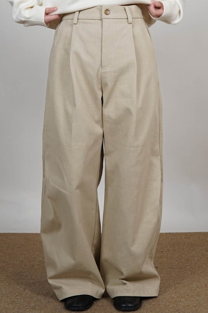 Pantalones anchos de sarga gruesa | 2 colores