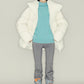 Medium long fluffy outwear down jacket | 6 color