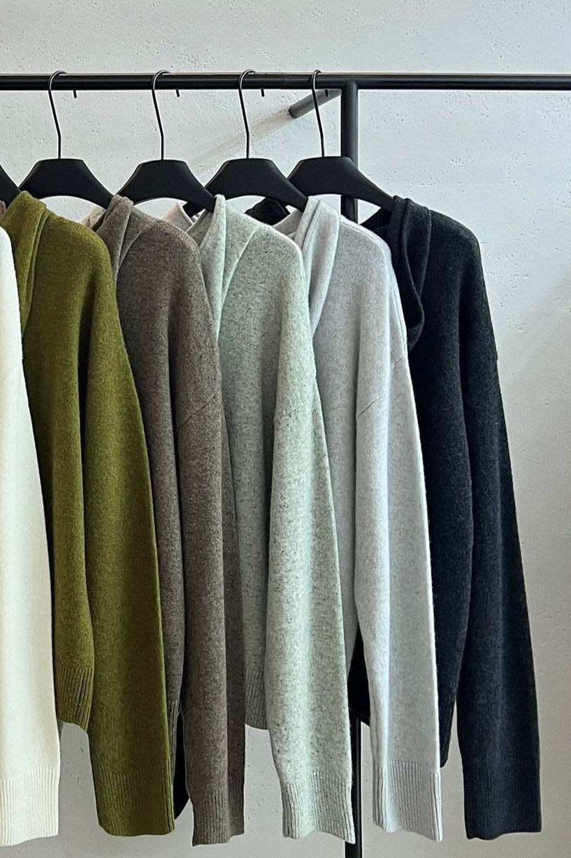 100% wool loose-fitting hoodie sweater | 5 color