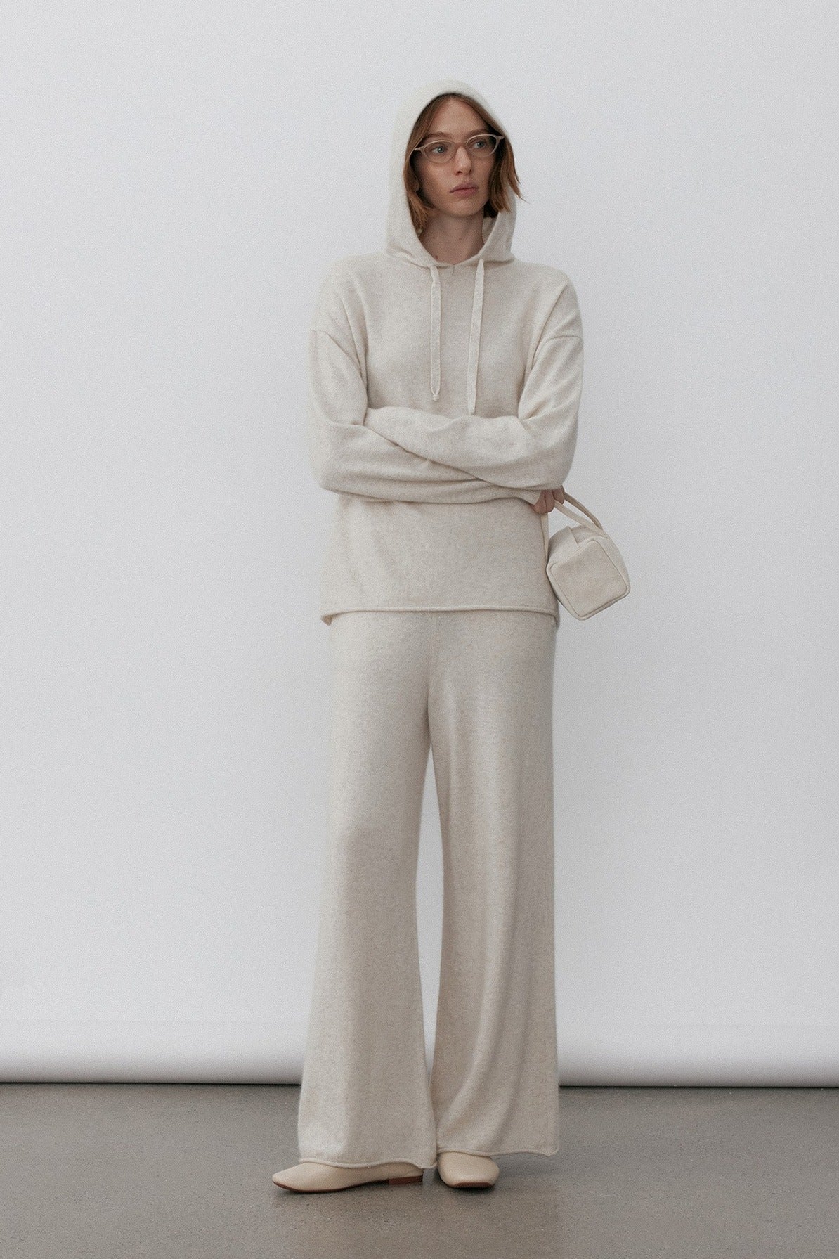 Wool blend slouchy fit hoodie sweater