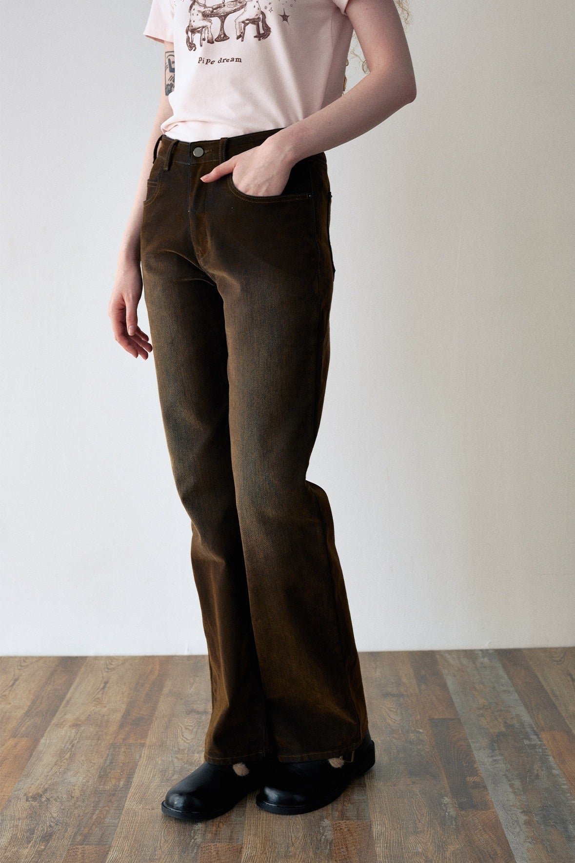 Cotton blend vintage high-waisted jeans | 2 color