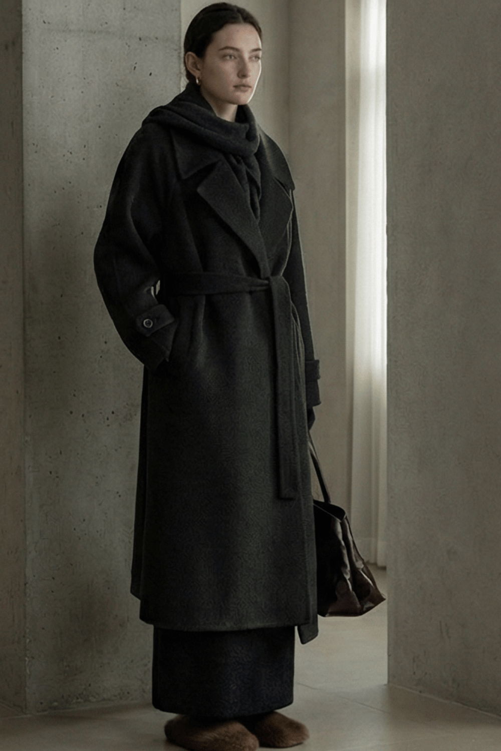 Classic 100% wool double-faced waist-cinched coat | 2 color