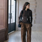 Wool blend stand-up collar ribbed base knitwear | 2 color