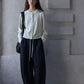 Wool blend check pattern loose structure pants | 2 color