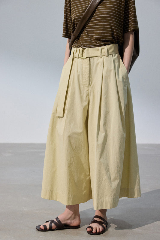 100% Cotton wide leg cropped culotte pants | 3 color