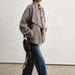 Wool-silk-alpaca relaxed fit large lapel jacket | 2 color