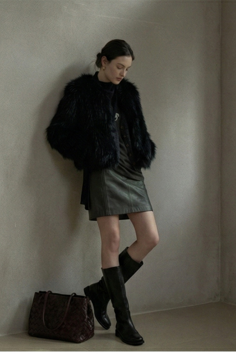 Fluffy raccoon fur double-sided woven jacket | 5 color