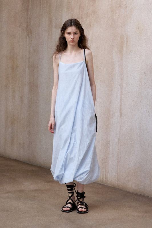 Cotton blend peplum shape strap dress | 3 color