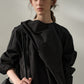 Cotton blend textured flowing ribbon collar shirt coat | 2 color