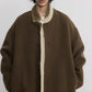 Sheep wool-riched double-sided cocoon shape coat | 2 color