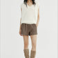 Wool blend long-hair soft V-neck vest | 3 color