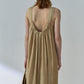 Lyocell U-neck pleated backless cocoon shaped vest dress | 3 color