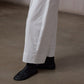 Cotton blend wide-leg slight curved pants | 4 color
