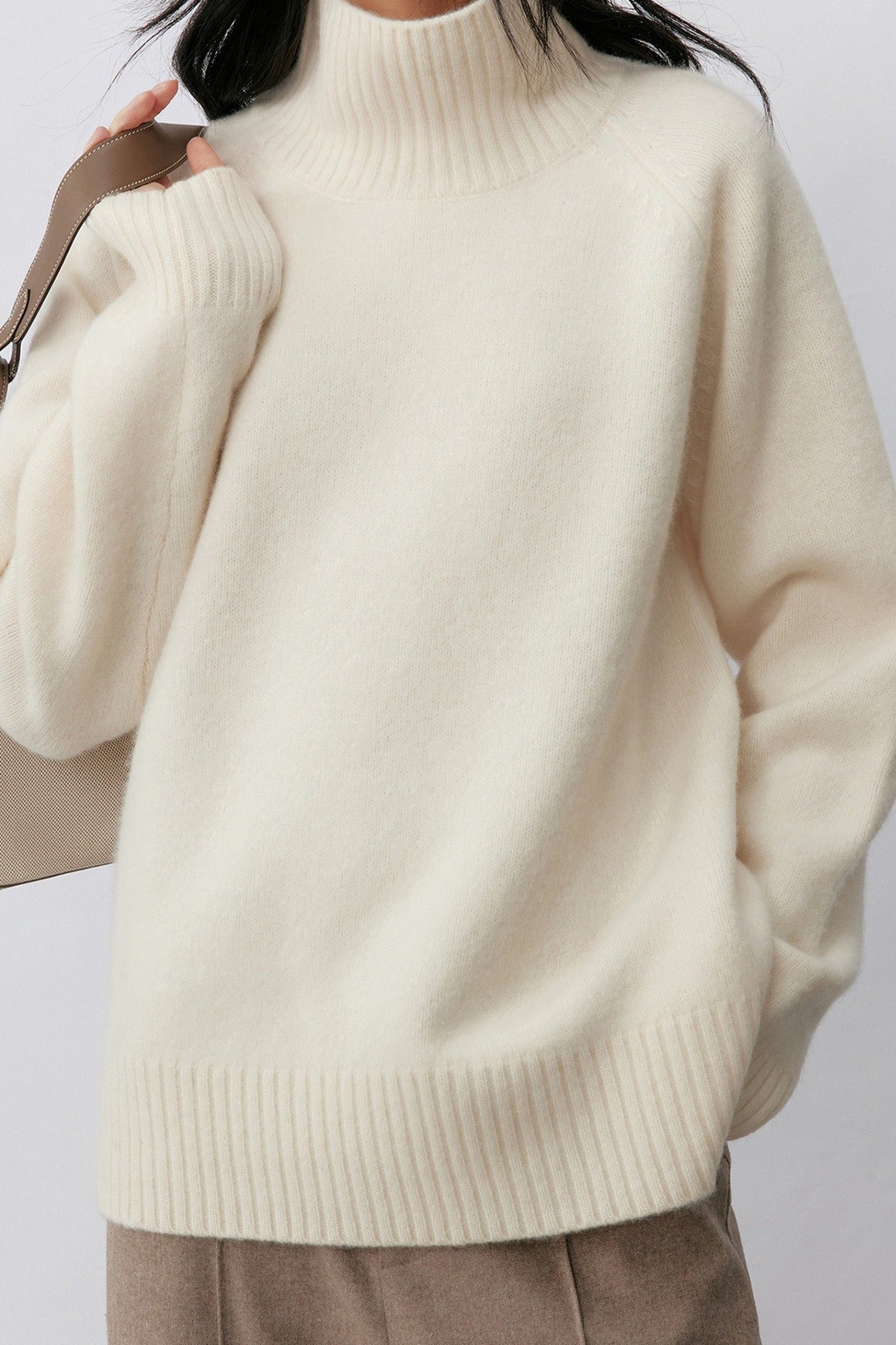 Suéter de cuello alto de lana y plumón de yak | 3 colores