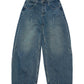 Cotton blend vintage style balloon-fit jeans | 2 color