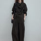100% cotton cocoon shape pleats casual pants | 3 color