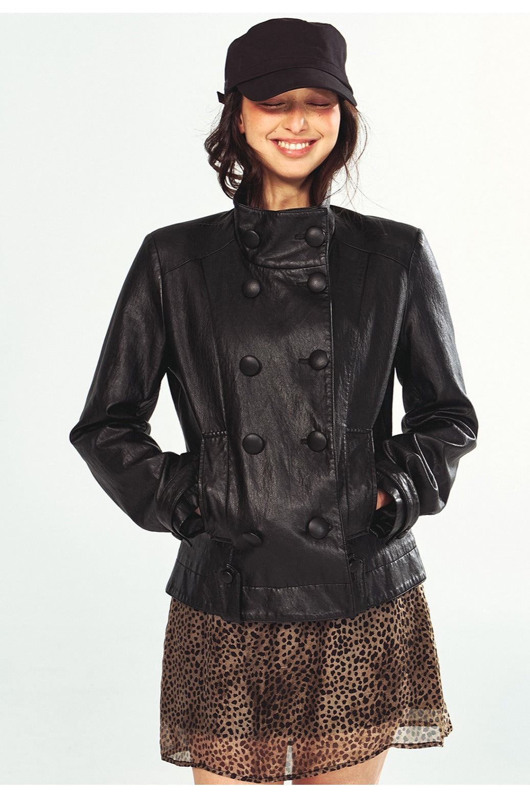 Vintage-style PU jacket | 2 color