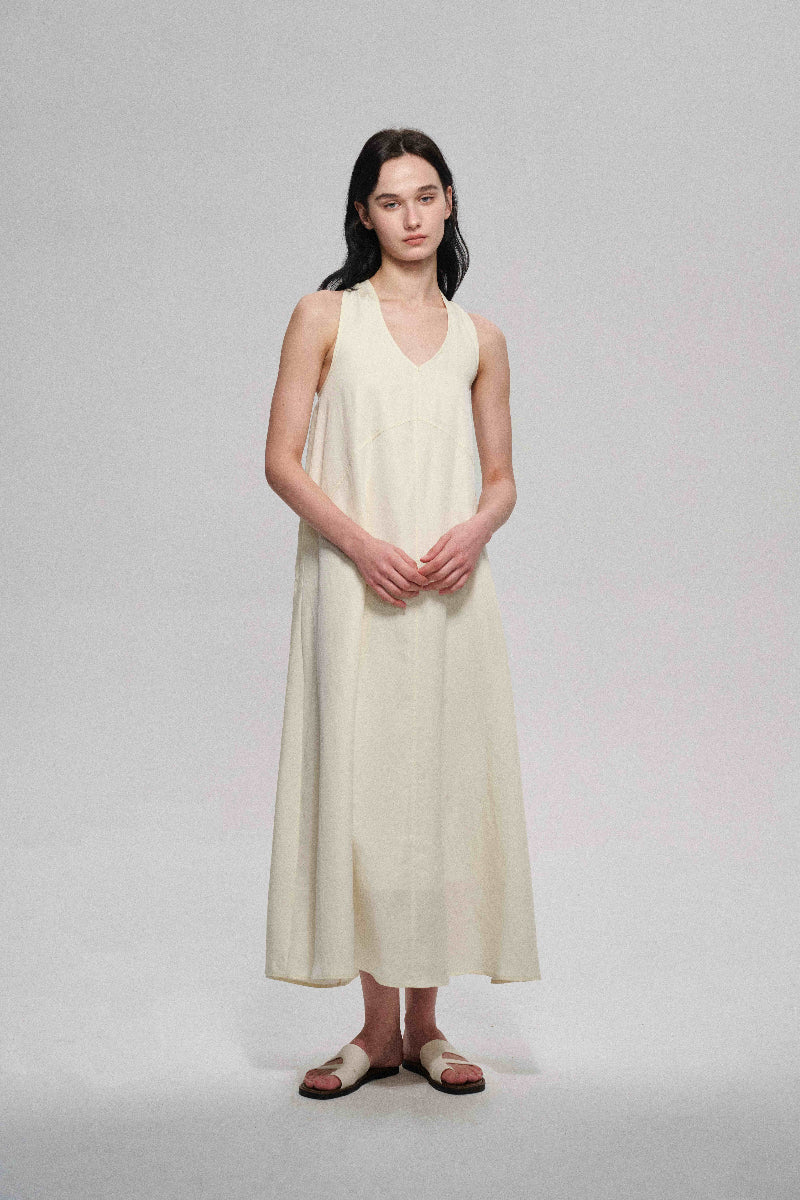 Vestido de mezcla de lyocell con tirantes anchos y múltiples posiciones | 3 colores