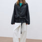 PU-coated vintage-look jacket with e belt | 3 color