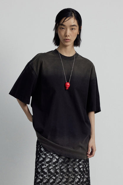 Cotton raw-edge waste style oversized T-shirt | 5 color