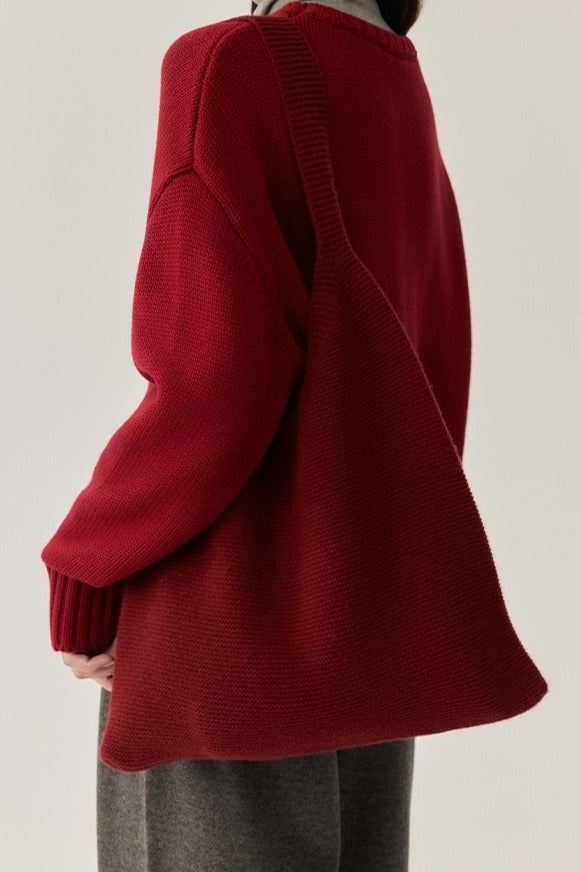 100% wool simple elegant knit bag | 2 color