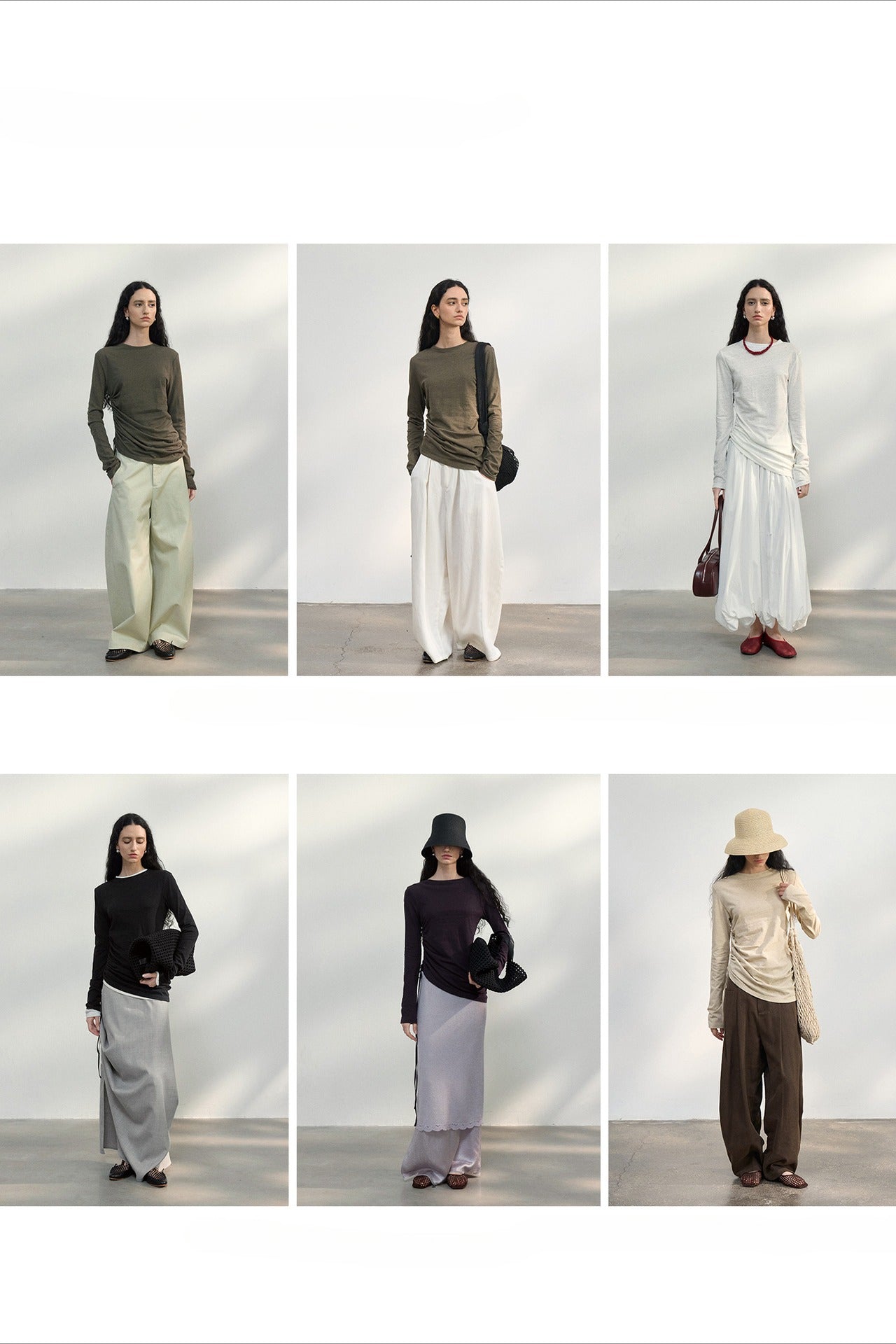 Top de punto plisado asimétrico de lino y algodón | 5 colores