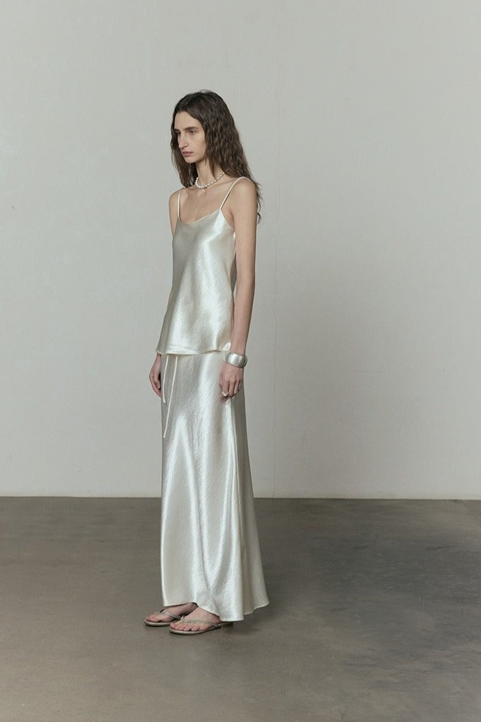 Liquid-sheen mermaid maxi skirt | 3 color