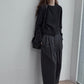 Wool blend wide-leg curved cropped pants | 3 color