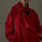 100% wool silhouetted V neck jacket with a scarf | 5 color
