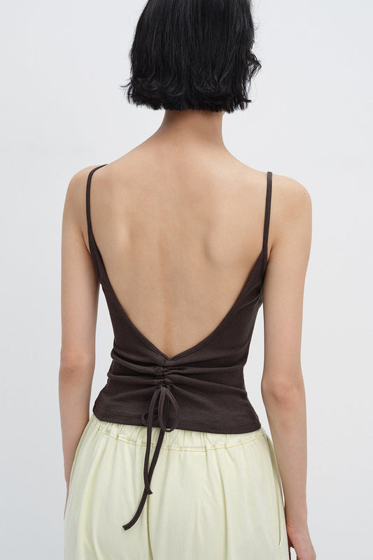 Cotton blend backless tank top | 3 color