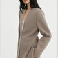 Collarless sleek fit defined waist blazer with padded shoulders | 2 color