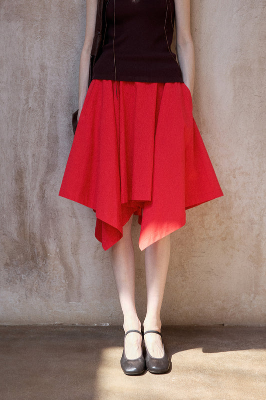 "Ohmi Bleach" cotton handkerchief-style midi skirt | 3 color