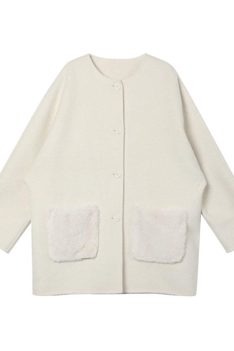 Abrigo midi de tejido de doble faz de mezcla de lana | 2 colores