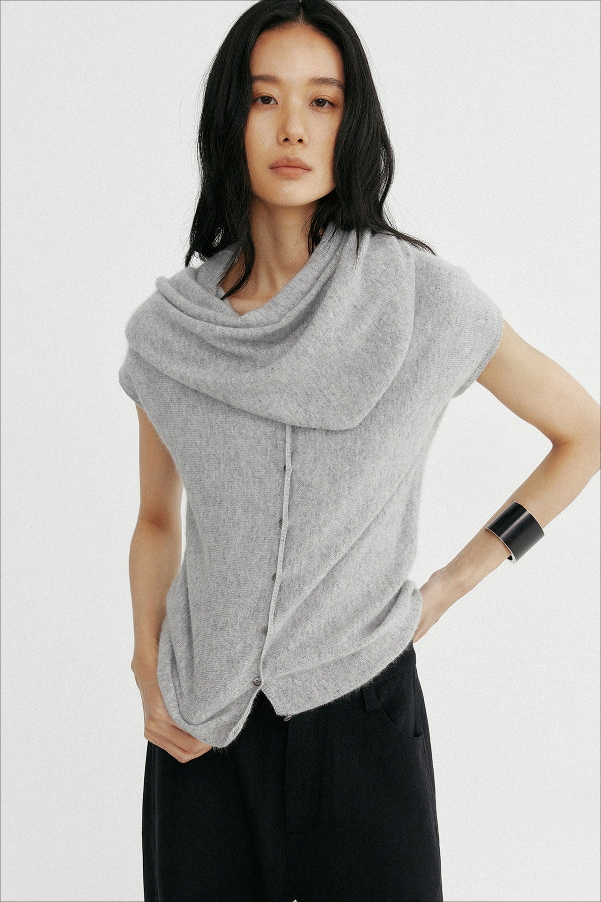 Wool containing lightweight soft knit top and scarf | 3 color