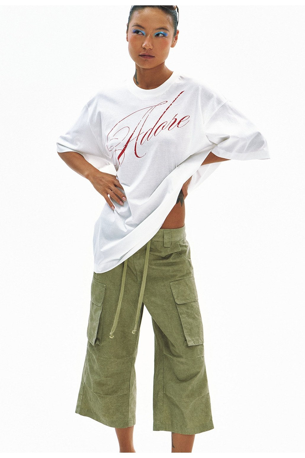 100% cotton relaxed wide-leg capri pants | 3 color