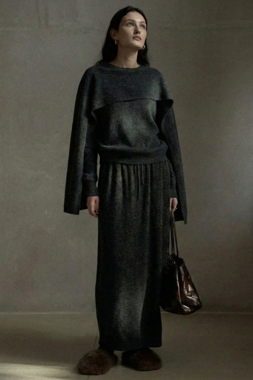 Wool blend sweater & wrap set | 3 colors