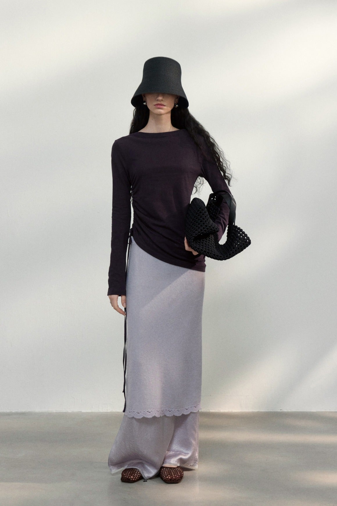 Top de punto plisado asimétrico de lino y algodón | 5 colores