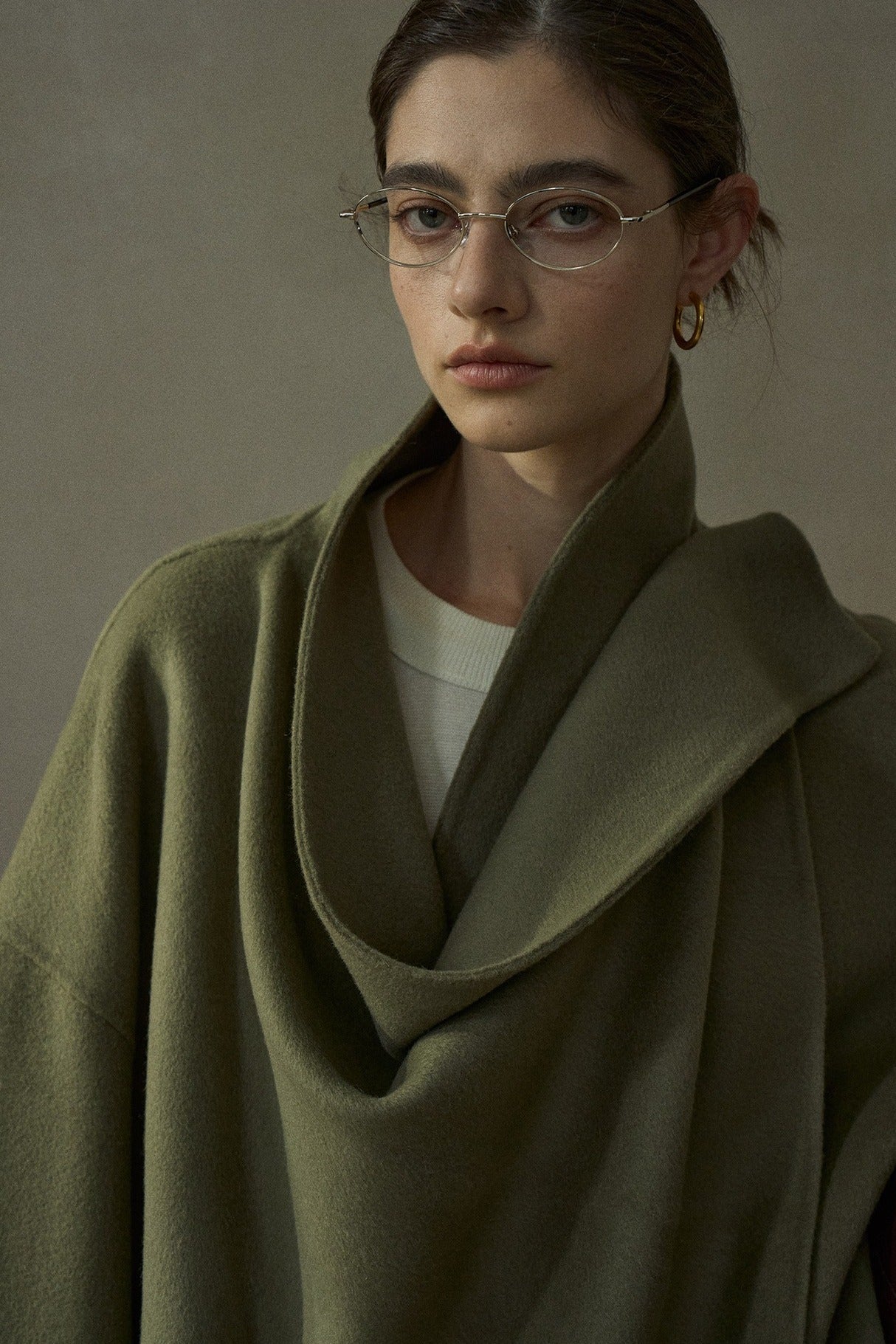 Wool riched loose fit drape collar jacket | 3 color