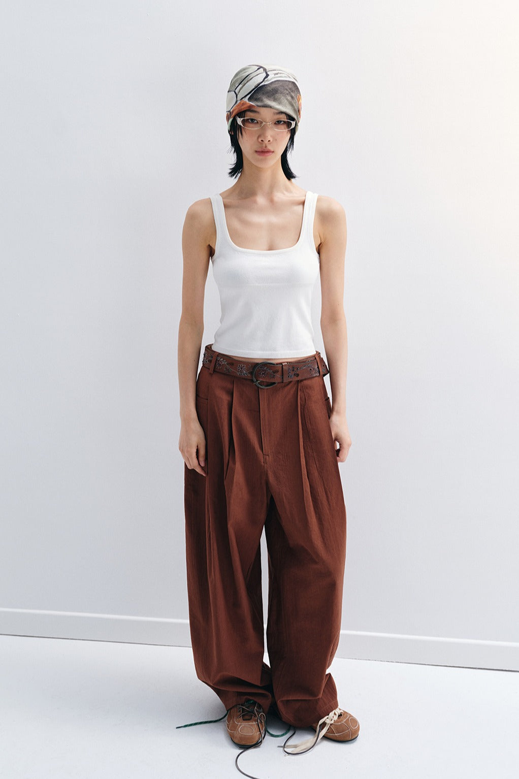 Viscose blend cool feel banana-shape loose pants | 4 color