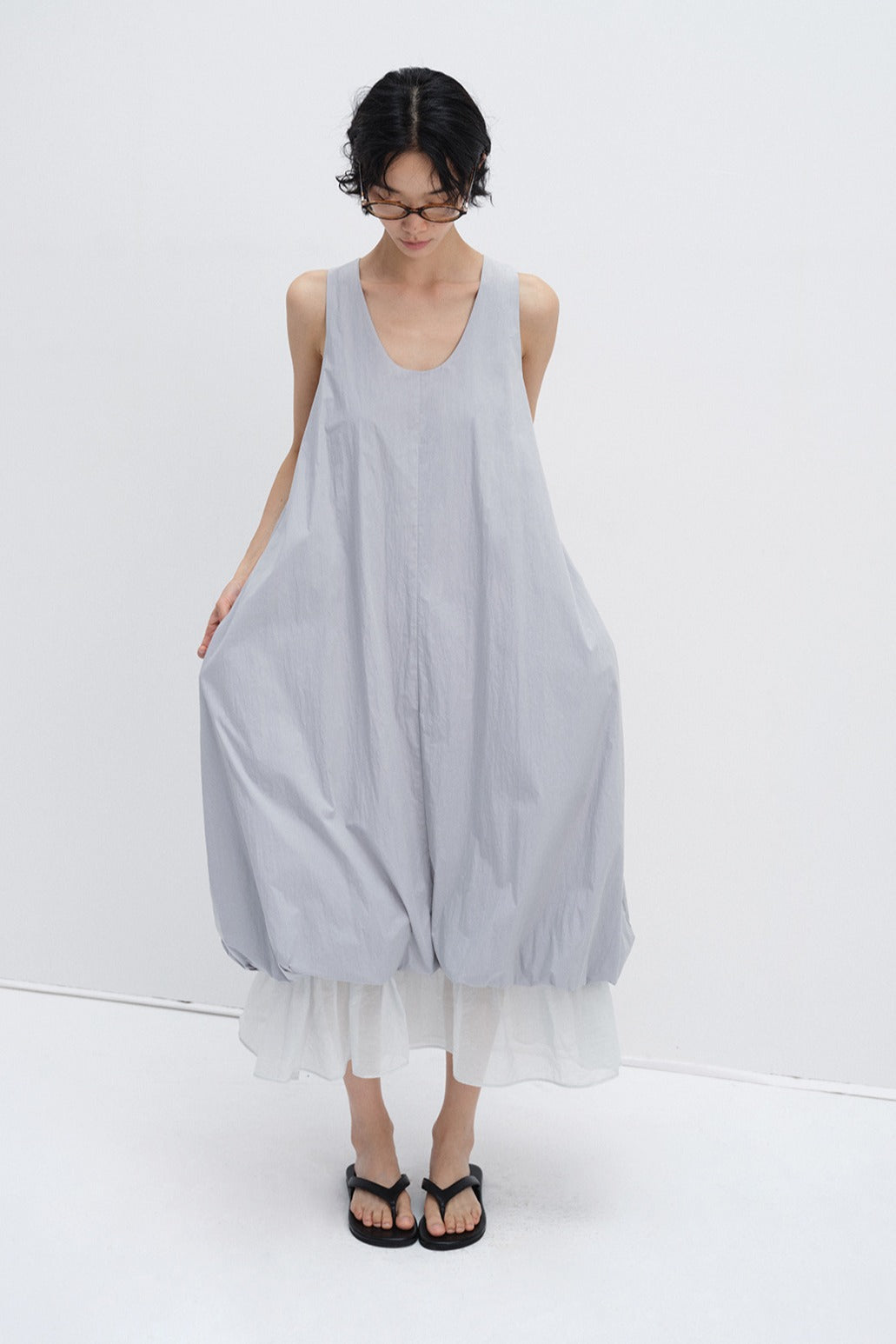 Cotton blend layered effect cloud-like dress | 3 color