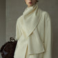Wool-alpaca scarf-collar elegant jacket | 3 color