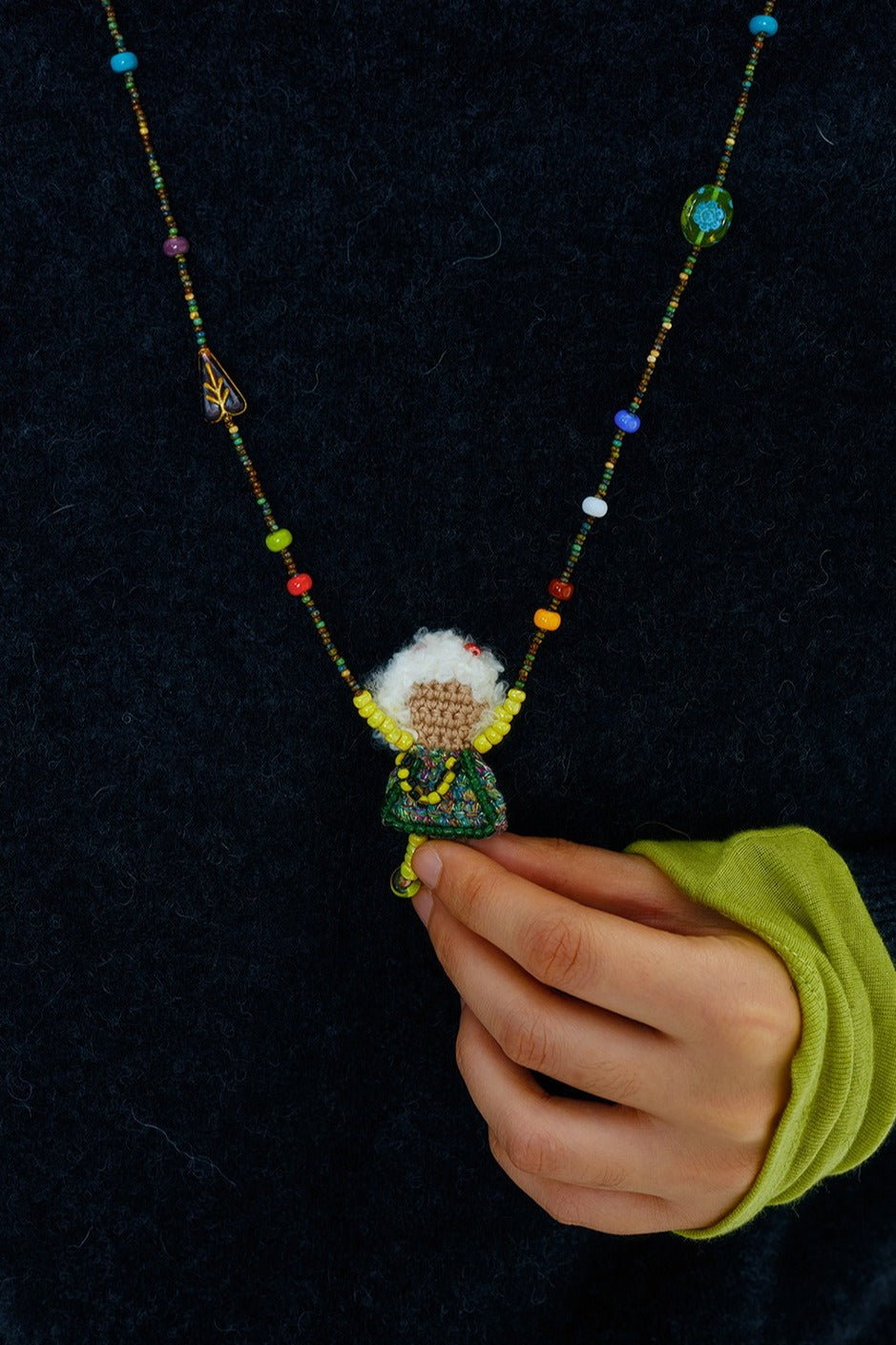 Hand-crocheted plush pendant necklace | 2 color