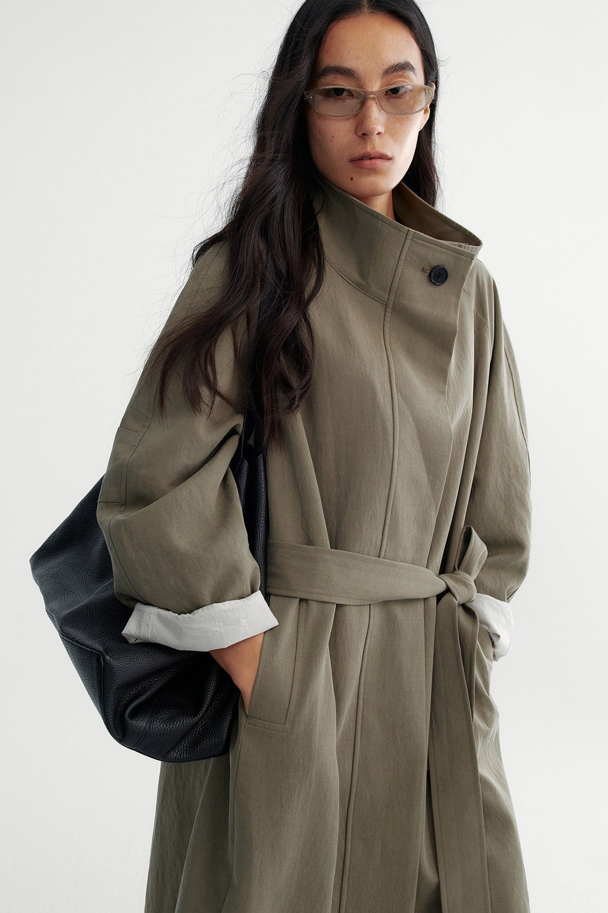 Minimalist style drape trench coat | 2 color