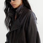PU blend sleek panel retro style jacket | 2 color